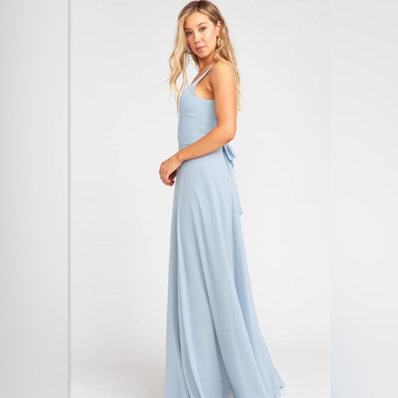 Jenn maxi dress from show me your mumu size large but hemmed steel blue chiffon - Picture 3 of 13